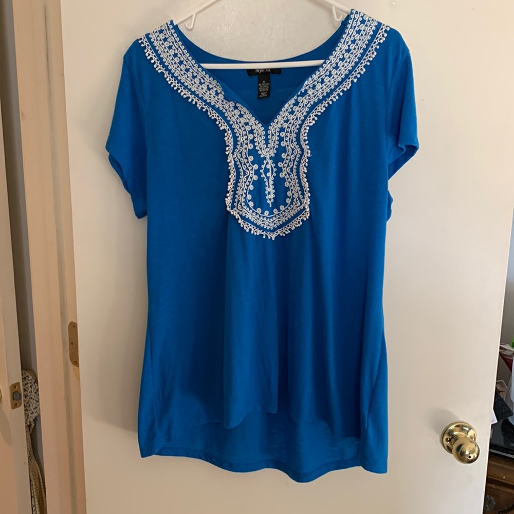 Style & Co Blue Short Sleeve Shirt. Size XL.